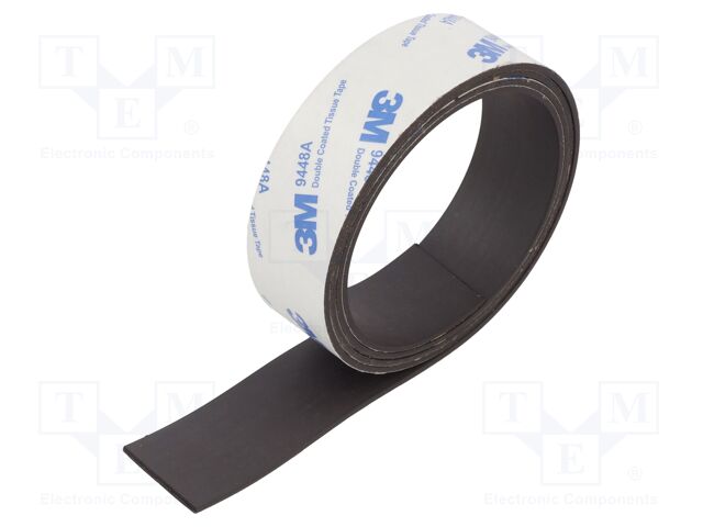 Tape: magnetic; W: 25mm; L: 1m; Thk: 1.5mm; acrylic; black; max.70°C