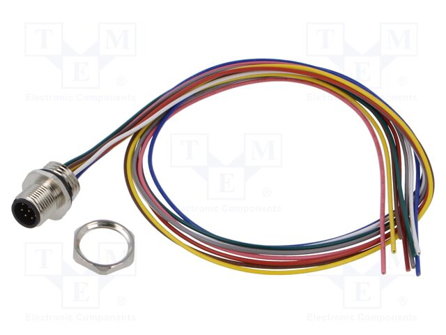 Connector: M12; socket; male; straight; with lead; PIN: 8; 0.14mm2