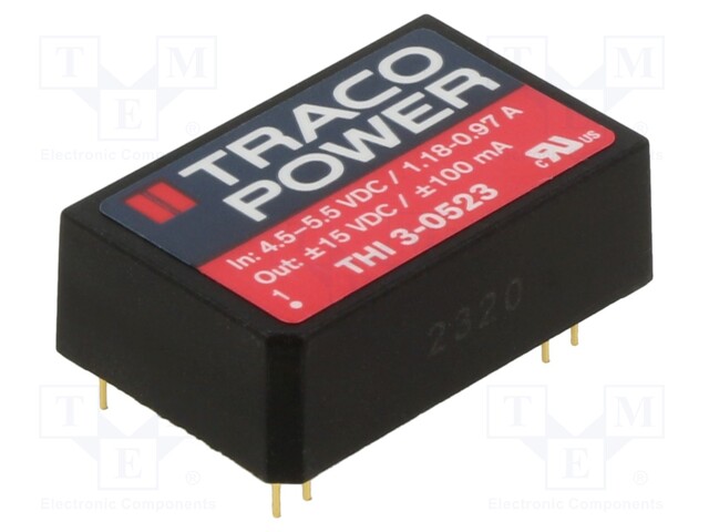 Converter: DC/DC; 3W; Uin: 4.5÷5.5V; Uout: 15VDC; Uout2: -15VDC