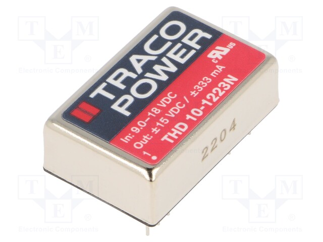 Converter: DC/DC; 10W; Uin: 9÷18V; Uout: 15VDC; Uout2: -15VDC; DIP24