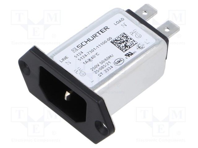 Connector: AC supply; socket; male; 1A; 250VAC; IEC 60320; C14 (E)