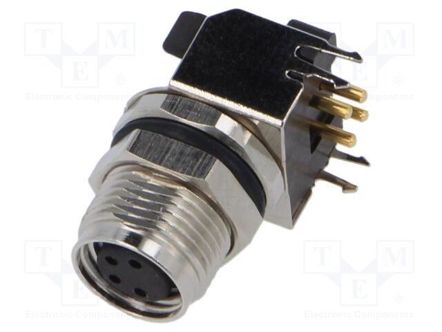 Connector: M8; socket; female; angled; shielded; PIN: 4; 48V; 4A; IP67