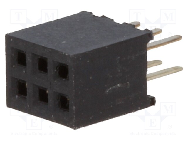 Socket; pin strips; female; PIN: 6; straight; 1.27mm; THT; 2x3; 1A