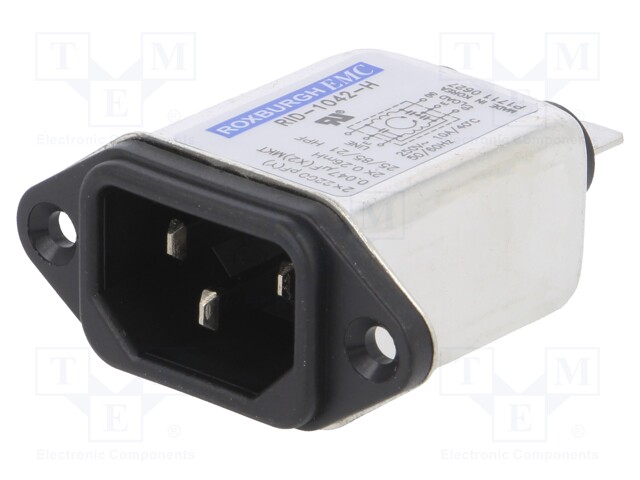 Connector: AC supply; socket; male; 10A; 250VAC; IEC 60320; 0.26mH
