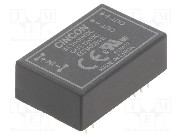 Converter: DC/DC; 3W; Uin: 18÷36V; 12VDC; Iout: 250mA; DIP24; 12.5g
