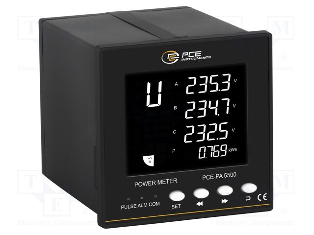 Meter: network parameters; on panel; digital,mounting; LCD 3,4"