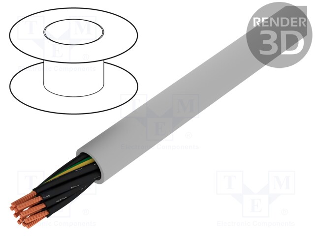 Wire; stranded; Cu; JZ-500-PUR; 12G0,5mm2; unshielded; grey; PUR