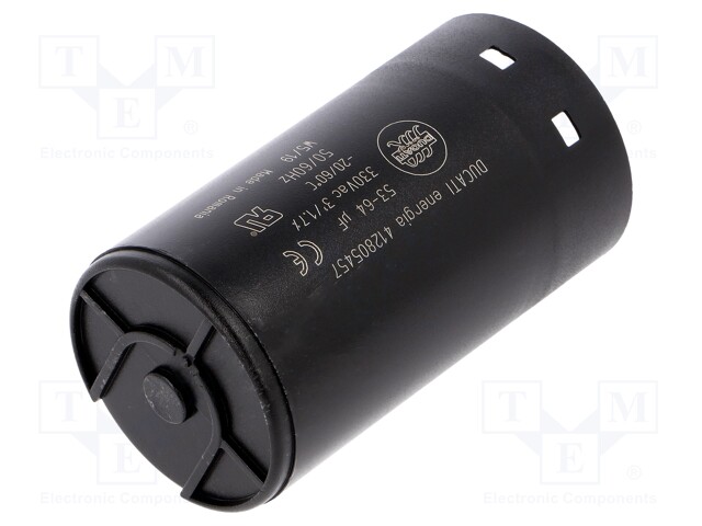 Capacitor: electrolytic; 64uF; Ø45.5x84mm; ±10%; M8 screw; 330VAC