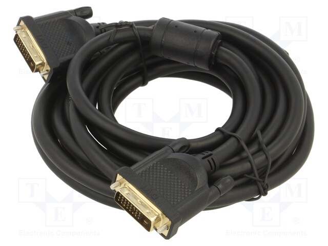 Cable; dual link; DVI-D (24+1) plug,both sides; 5m; black