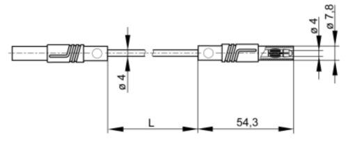 Test lead; 16A; banana plug 4mm,both sides; insulated; Len: 2m