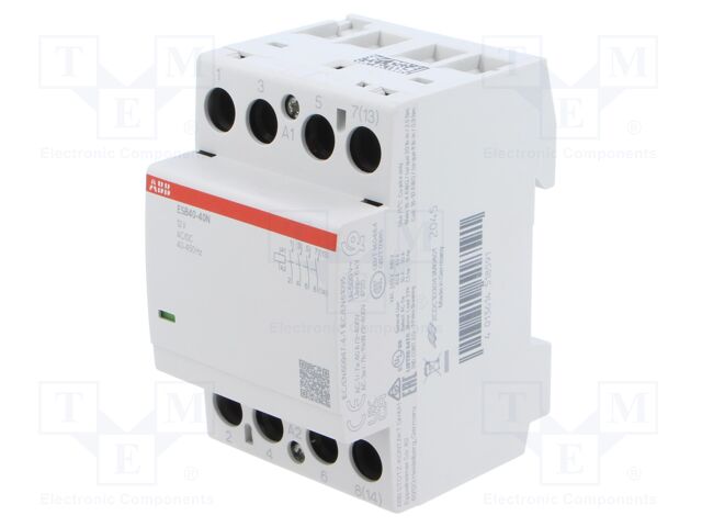 Contactor: 4-pole installation; 40A; 12VAC; 12VDC; NO x4; DIN