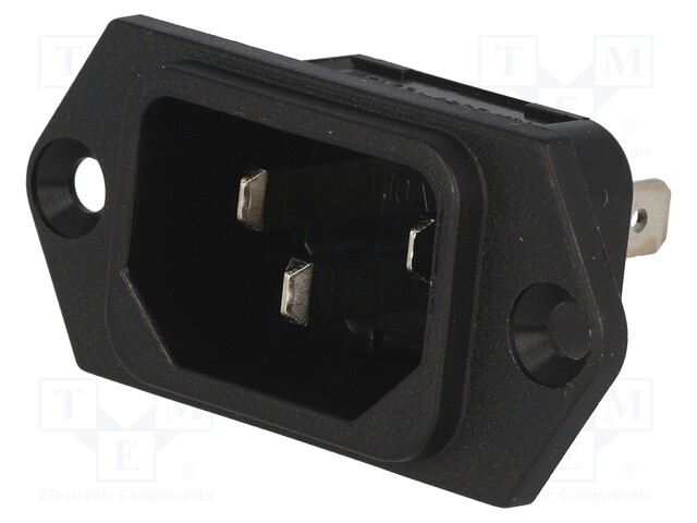 Connector: AC supply; socket; male; 10A; 250VAC; IEC 60320; C14 (E)