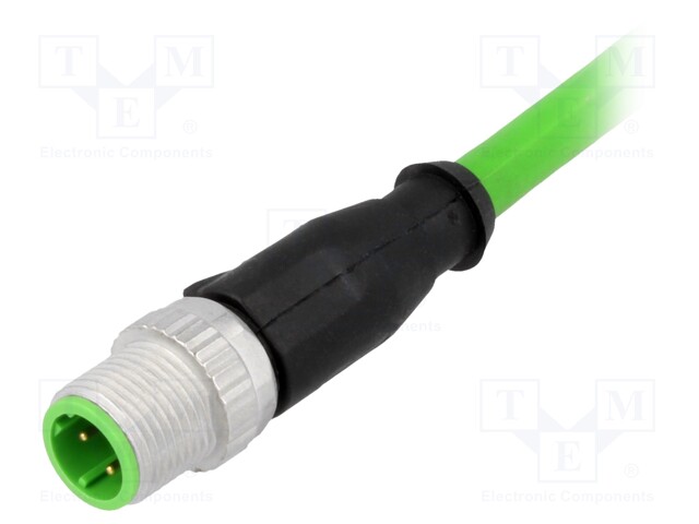 Plug; M12; PIN: 4; male; D code-Ethernet; 0.5m; Insulation: PVC