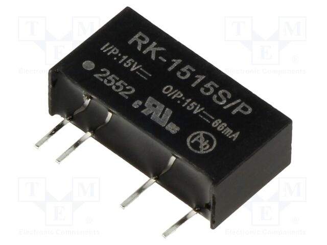 Converter: DC/DC; 1W; Uin: 13.5÷16.5V; Uout: 15VDC; Iout: 66mA; SIP7
