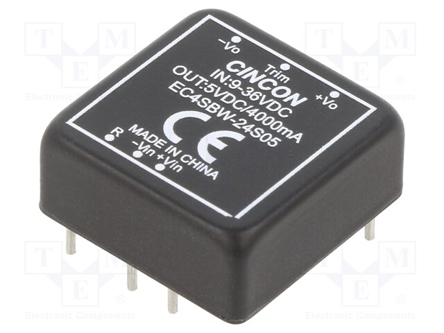 Converter: DC/DC; 20W; Uin: 9÷36V; 5VDC; Iout: 4000mA; 18g; 270kHz