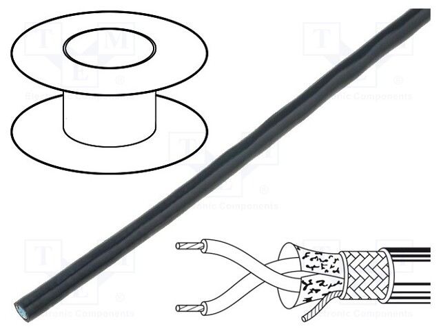 Wire; RS485; 1x2x22AWG; stranded; Cu; PVC; black; 152m