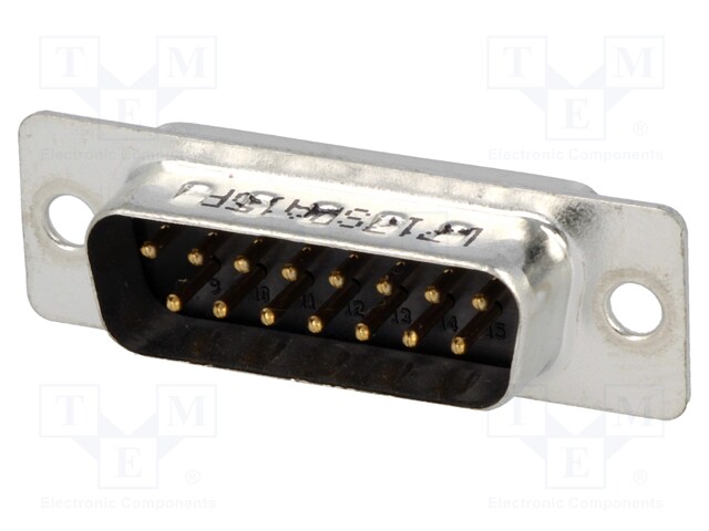 D-Sub; PIN: 15; plug; male; soldering; for cable; gold flash; 250V