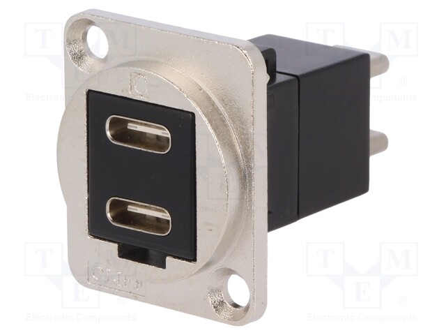 Adapter; USB C socket-front,USB C plug-back; FT; double; metal