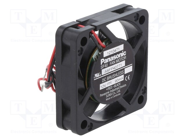 Fan: DC; axial; 12VDC; 40x40x10mm; 11.4m3/h; 29.5dBA; ball bearing