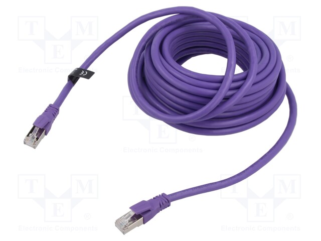 Patch cord; S/FTP; 6a; stranded; OFC; PVC; violet; 5m; 26AWG