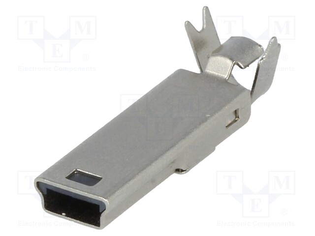 Plug; USB B mini; for cable; soldering; straight; USB 2.0; 1A; 30V
