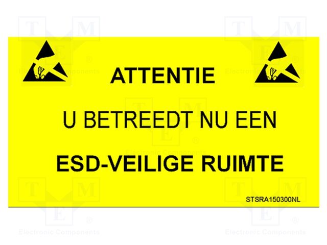 Information board; ESD,self-adhesive; 300x150mm; black,yellow