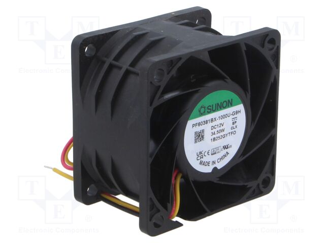 Fan: DC; axial; 12VDC; 60x60x38mm; 127.8m3/h; 73.1dBA; ball; 24AWG