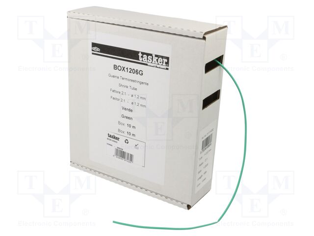 Heat shrink sleeve; glueless; 2: 1; 1.2mm; L: 10m; green