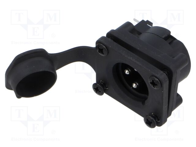 Connector: XLR; socket; male; AXS; 15A; 133V; PIN: 3; IP65; THT