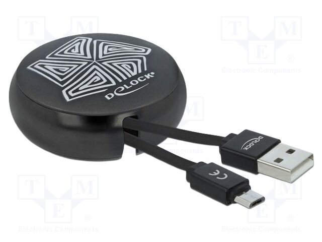 Cable; USB 2.0,rolled; USB A plug,USB B micro plug; 0.92m; black