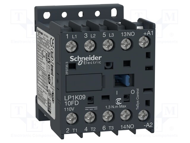Contactor: 3-pole; NO x3; Auxiliary contacts: NO; 24VDC; 9A; W: 45mm
