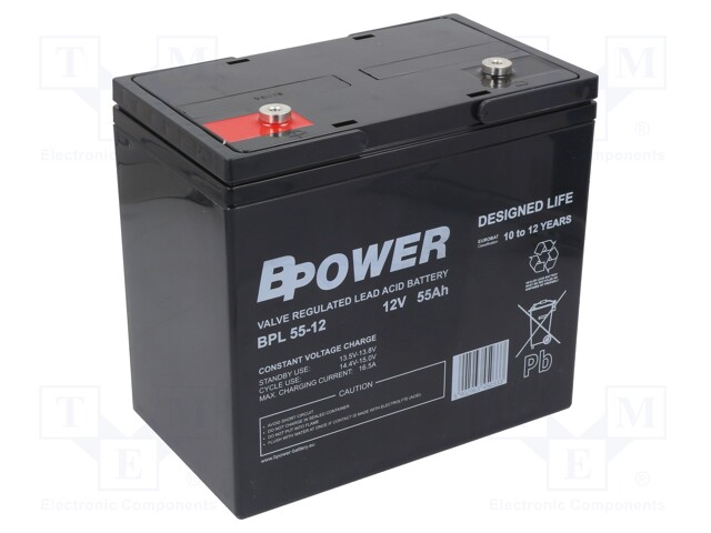 Re-battery: acid-lead; 12V; 55Ah; AGM; maintenance-free