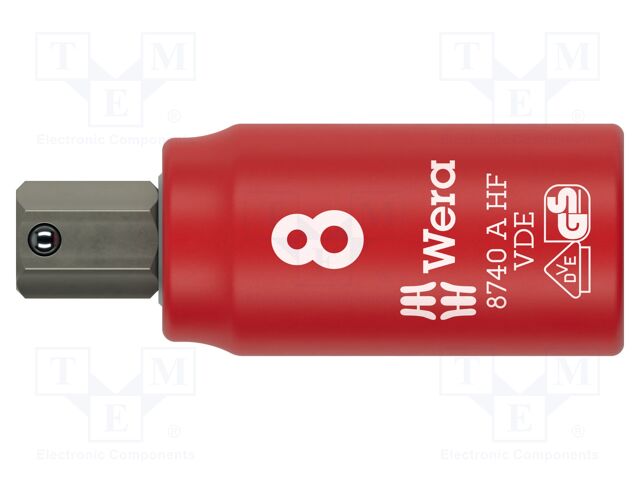 Socket; 6-angles,insulated,socket spanner; HEX 8mm; 1/4"; 1kVAC