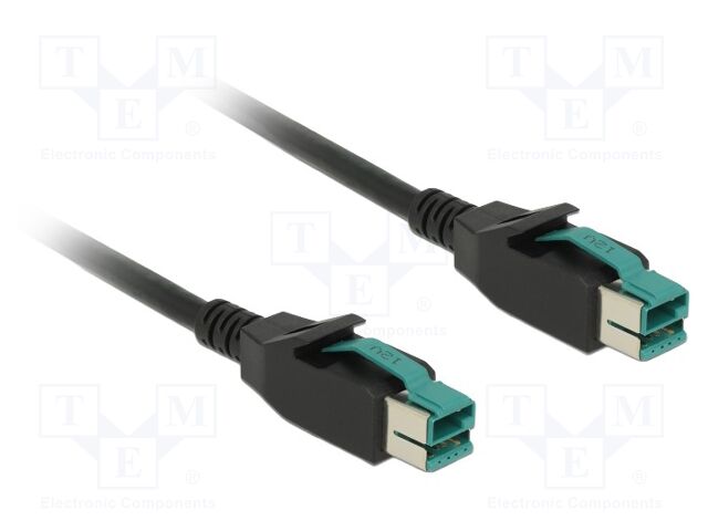 Cable; PoweredUSB plug,both sides; 1m; black; 20AWG,26AWG; 12V