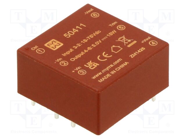 Converter: DC/DC; 15W; Uin: 18÷75VDC; Uout: 5VDC; Iout: 3A; PCB; OUT: 1
