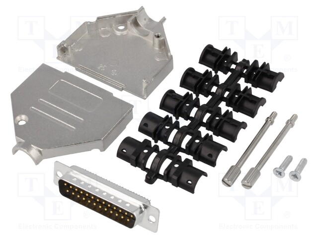 D-Sub; PIN: 25; plug; male; soldering; for cable; black