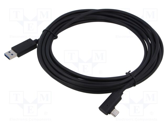 Cable; USB 3.2; USB A plug,USB C angled plug; 5m; black; Core: Cu