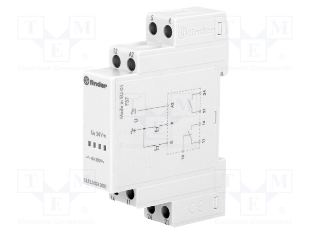 Relay: installation; bistable; SPDT + NO; 24VAC; Ucoil: 24VDC; 8A
