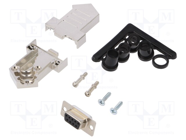 D-Sub; PIN: 9; plug; female; soldering; for cable; black