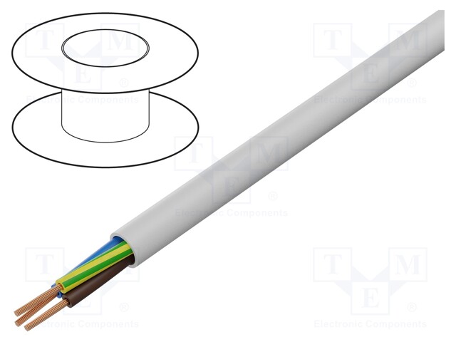 Wire; H05VV-F/SJT; 3x15AWG; stranded; Cu; PVC; white; 300V; 15AWG