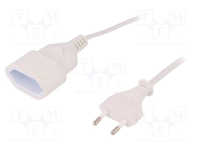 Extension lead; Sockets:1; white; 2m