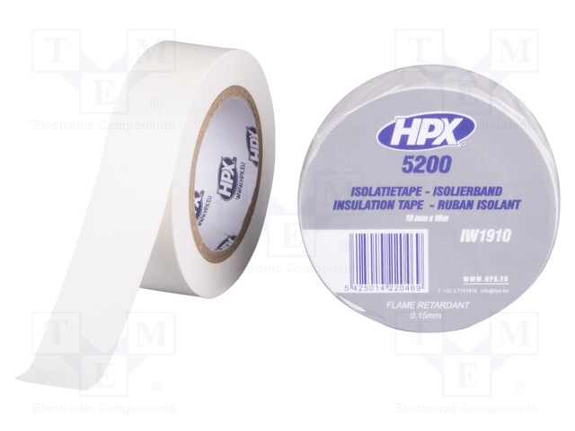 Tape: electrical insulating; W: 19mm; L: 10m; D: 0.15mm; white; 241%