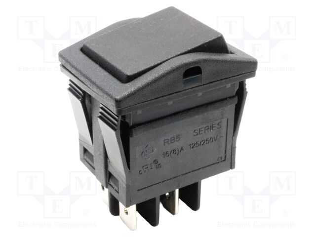 ROCKER; DPST; ON-OFF; 16A/250VAC; black; IP67; none; RB5; Body: black