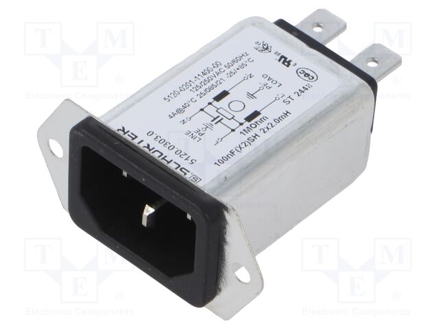 Connector: AC supply; socket; male; 4A; 250VAC; IEC 60320; C14 (E)