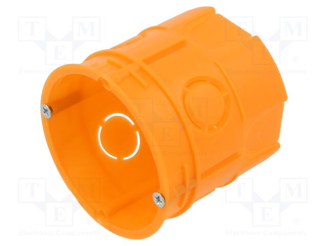 Enclosure: junction box; Ø: 63mm; plaster embedded; IP20; orange