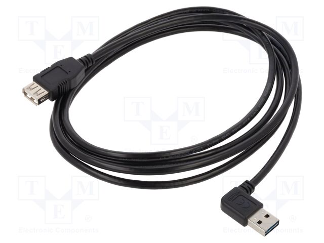Cable; USB 2.0; gold-plated; 2m; black; 24AWG,28AWG; 480Mbps