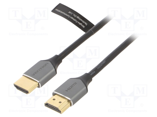 Cable; HDMI 2.0; HDMI plug,both sides; PVC; 1m; grey; 34AWG