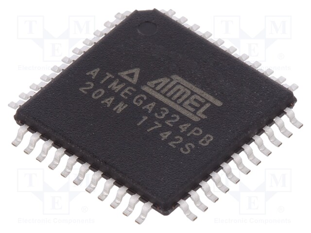 AVR microcontroller; EEPROM: 1kB; SRAM: 2kB; Flash: 32kB; TQFP44
