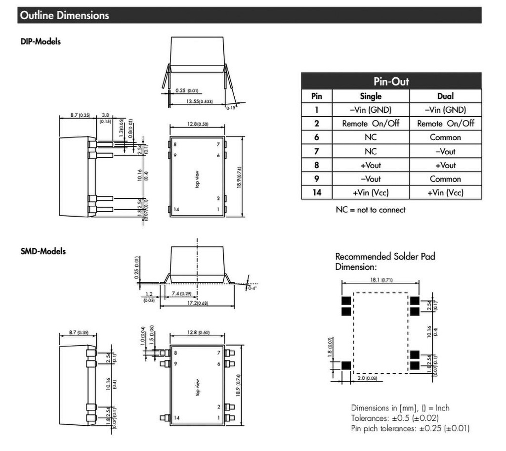 Converter: DC/DC; 2W; Uin: 4.5÷18V; Uout: 5VDC; Iout: 400mA; SMD; 4.5g