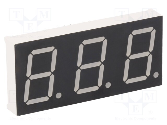 Display: LED; 7-segment; 20.32mm; 0.8"; No.char: 3; yellow-green